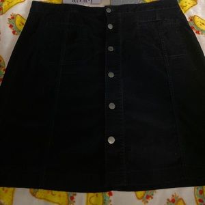 Loft Black Corduroy Button Up Skirt